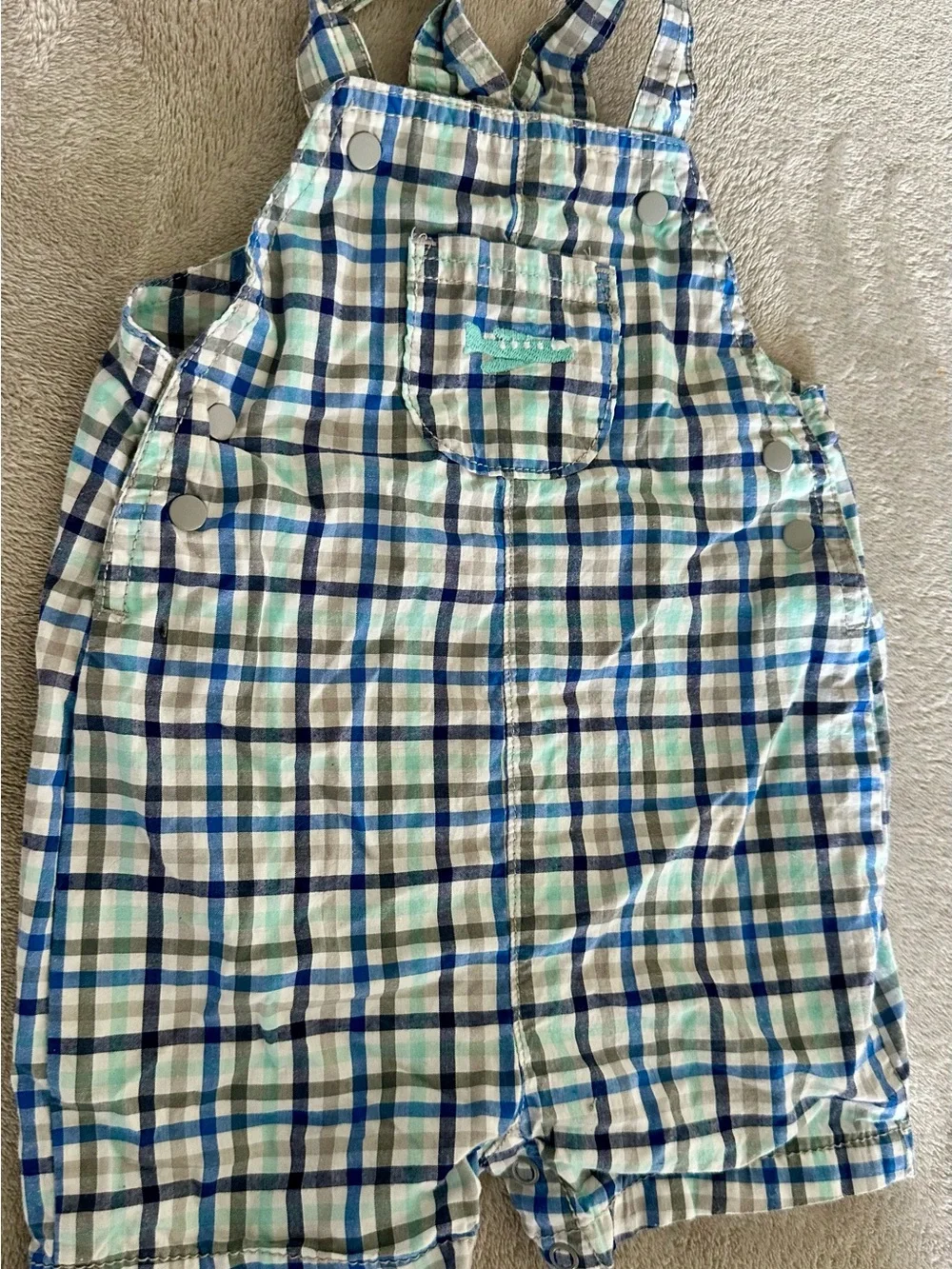 🦋 Carter’s Blue Plaid Shorts Overalls